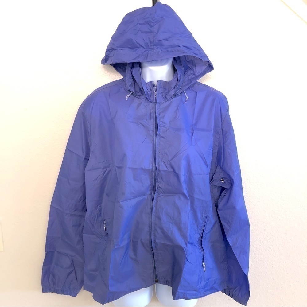 Vintage REI Women’s Hooded Full Zip Rain Windbreaker Nylon Jacket Size L